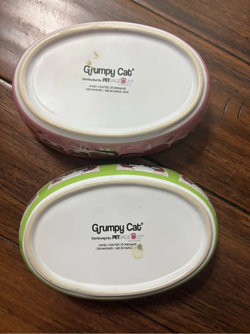 Two Grumpy Cat Ceramic Pet Bowls